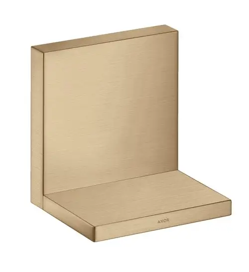 Ablagefläche in gebürstetem Bronze-Finish von AXOR, rechteckig mit flacher Oberfläche und wandmontierter Rückseite.